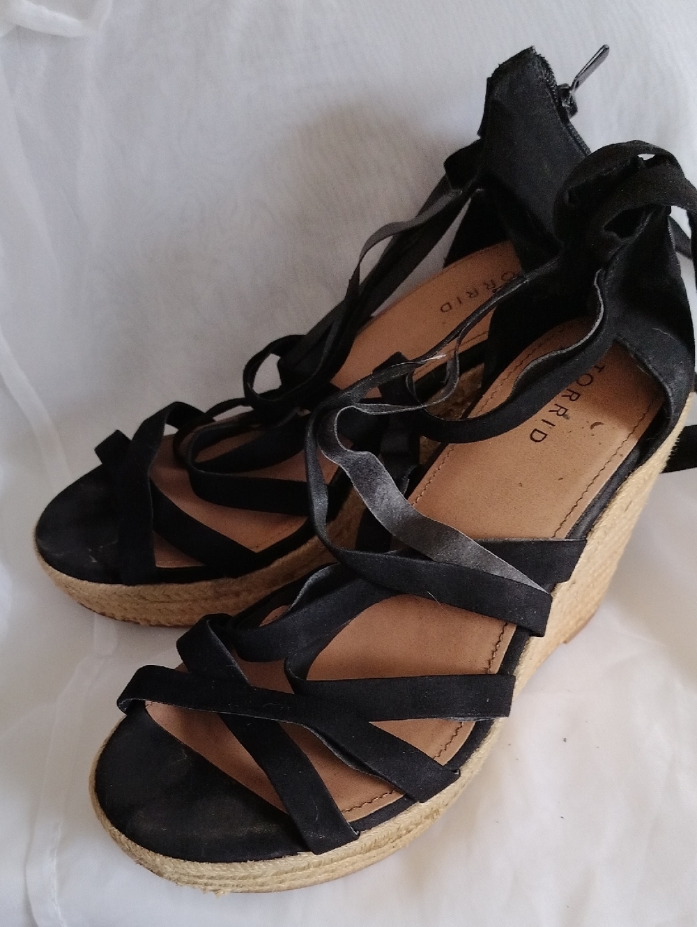 torrid Black Lace-Up Espadrille Wedge Sandals